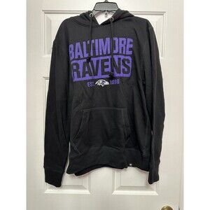 ‘47 Brand Baltimore Ravens Black Boxout Headline Pullover Hoodie Mens Size Large